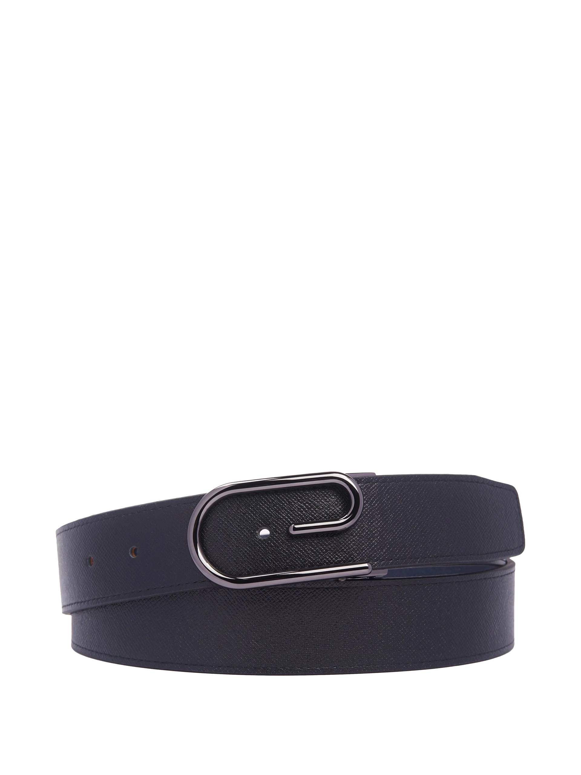 Thắt lưng da 2 mặt đen & xanh 3.5cm - RB249